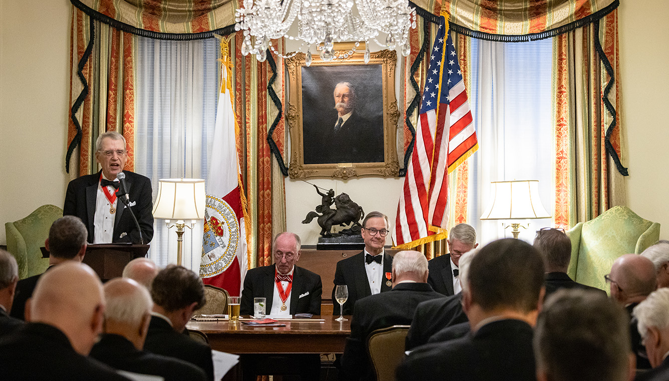 Society of Colonial Wars in the State of Delaware: Officers. Photo of members gathered at event.