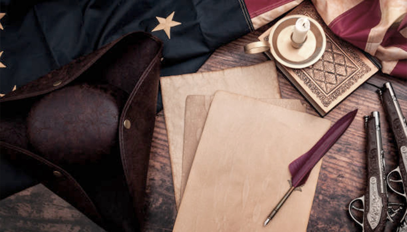 Society of Colonial Wars in the State of Delaware: Resources. Photo of desk top with artifacts.
